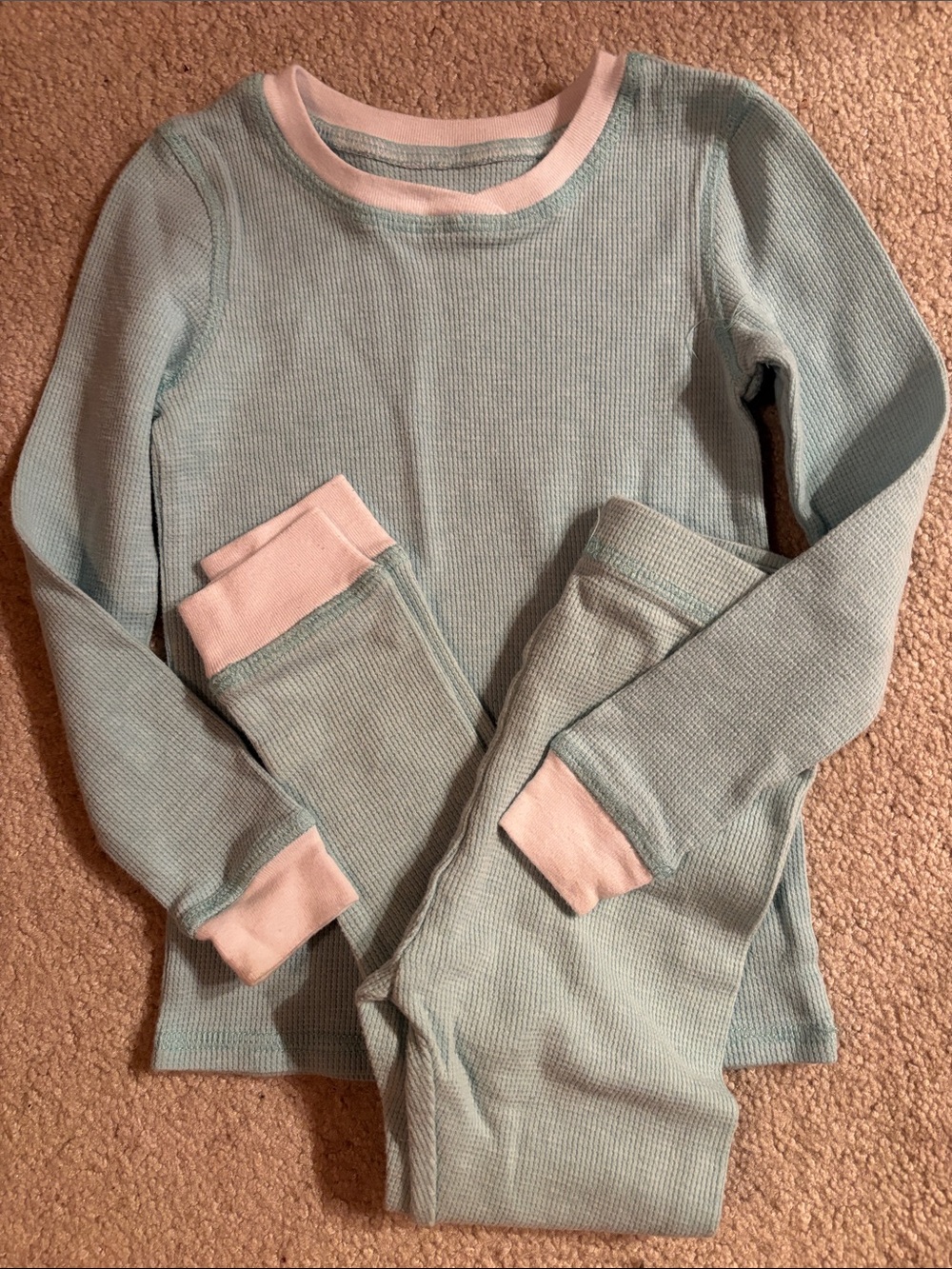 Cuddl Duds Light Blue Thermals with White Trim